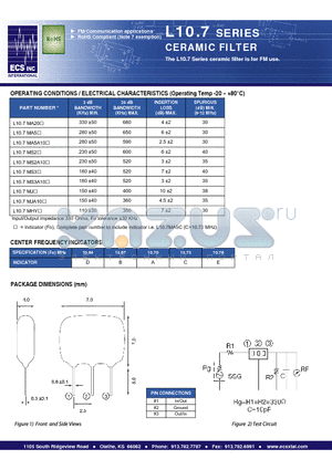 L10.7 datasheet - CERAMIC FILTER