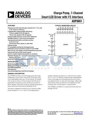ADP8861ACPZ-RL datasheet - Charge Pump, 7-Channel Smart LED Driver with I2C Interface