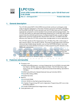 LPC1225 datasheet - 32-bit ARM Cortex-M0 microcontroller; up to 128 kB flash and 8 kB SRAM