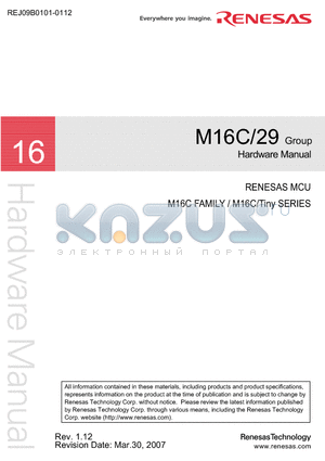 M30291MC-XXXHP datasheet - RENESAS MCU M16C FAMILY / M16C/Tiny SERIES