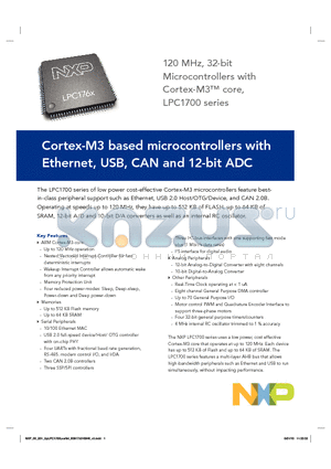 LPC1700 datasheet - Cortex-M3 based microcontrollers with Ethernet, USB, CAN and 12-bit ADC