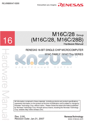 M30280FAWG datasheet - 16-BIT SINGLE-CHIP MICROCOMPUTER M16C FAMILY / M16C/Tiny SERIES