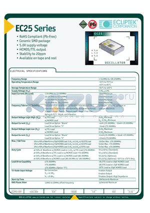 EC2520TSY-40000MTR datasheet - OSCILLATOR