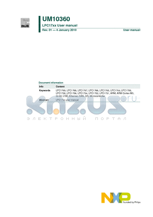 LPC1756FBD80 datasheet - LPC17xx User manual