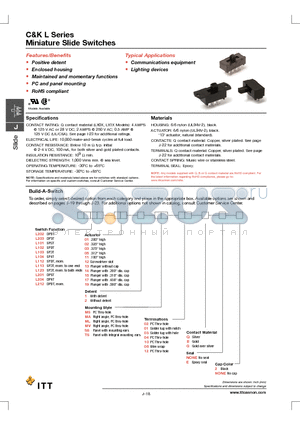 L101011TS02B datasheet - Miniature Slide Switches