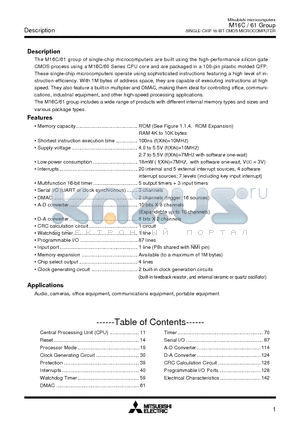 M30610ECFS datasheet - SINGLE-CHIP 16-BIT CMOS MICROCOMPUTER