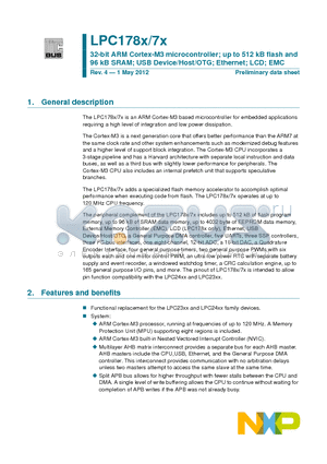 LPC1774 datasheet - 32-bit ARM Cortex-M3 microcontroller; up to 512 kB flash