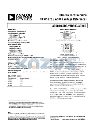 ADR01AKS-R2 datasheet - Ultracompact Precision10 V/5 V/2.5 V/3.0 V Voltage References