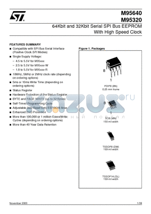 M95640-WBN6TP datasheet - 64Kbit and 32Kbit Serial SPI Bus EEPROM With High Speed Clock