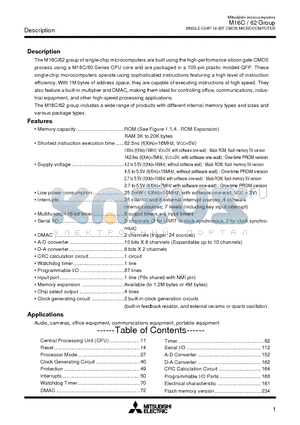 M30620ECGP datasheet - SINGLE-CHIP 16-BIT CMOS MICROCOMPUTER