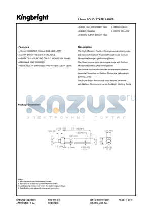 L1060ED datasheet - 1.8 MM SOLID STATE LAMPS