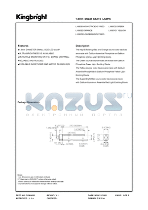 L1060YD datasheet - 1.8 MM SOLID STATE LAMPS