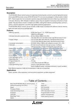 M30621MCM-F40GP datasheet - SINGLE-CHIP 16-BIT CMOS MICROCOMPUTER