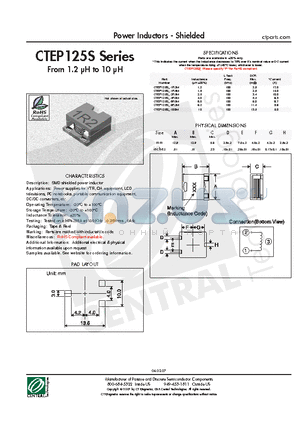 CTEP125S datasheet - Power Inductors - Shielded