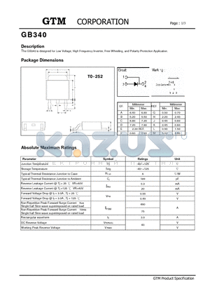 GB340 datasheet - Low Voltage, High Frequency Inverter, Free Wheeling, and Polarity Protection