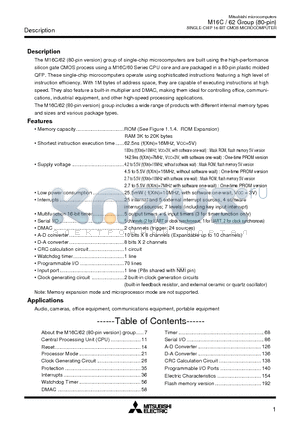 M30621MCM-F52GP datasheet - SINGLE-CHIP 16-BIT CMOS MICROCOMPUTER