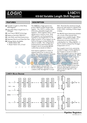 L10C11JC15 datasheet - 4/8-bit Variable Length Shift Register