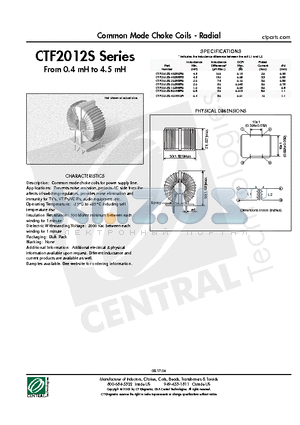 CTF2012S-202M3R0 datasheet - Common Mode Choke Coils - Radial