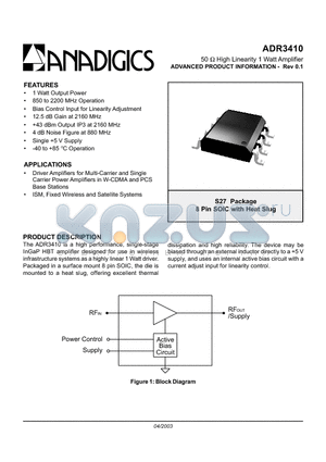 ADR3410 datasheet - 50  High Linearity 1 Watt Amplifier