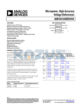 ADR3425ARJZ-R2 datasheet - Micropower, High Accuracy Voltage References