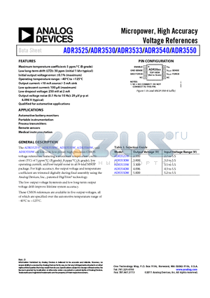 ADR3540 datasheet - Micropower, High Accuracy