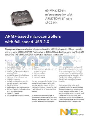LPC2141 datasheet - ARM7-based microcontrollers with full-speed USB 2.0