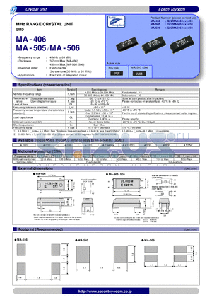 MA-406 datasheet - MHz RANGE CRYSTAL UNIT SMD