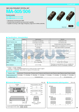 MA-505 datasheet - SMD HIGH-FREQUENCY CRYSTAL UNIT