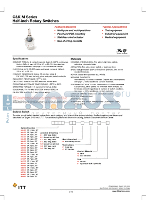 MA00L2NZGF datasheet - Half-inch Rotary Switches