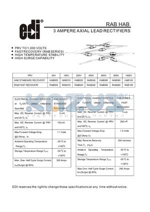 HAB010 datasheet - 3 AMPERE AXIAL LEAD RECTIFIERS