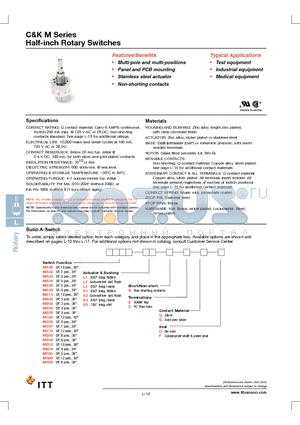 MA00L1NZGF datasheet - Half-inch Rotary Switches