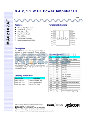 MA02107AF-R13 datasheet - 3.4 V, 1.2 W RF Power Amplifier IC