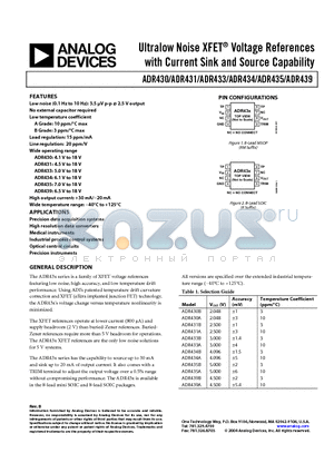 ADR434AR-REEL7 datasheet - Ultralow Noise XFET Voltage References with Current Sink and Source Capability