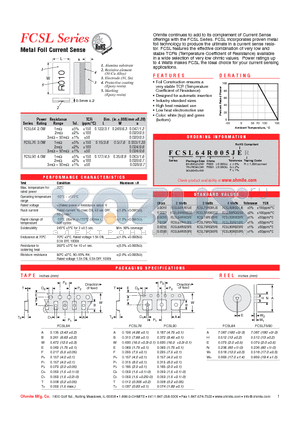 FCSL64R050FER datasheet - Metal Foil Current Sense