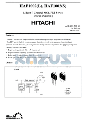 HAF1002 datasheet - Silicon P Channel MOS FET Series Power Switching