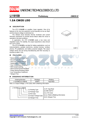 L11815BG-XX-X-S08-R datasheet - 1.5A CMOS LDO