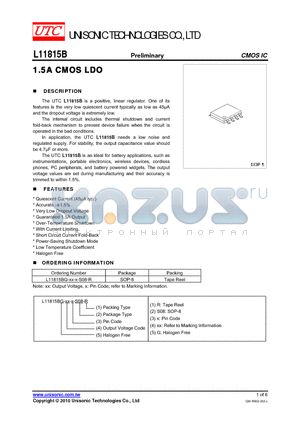 L11815B datasheet - 1.5A CMOS LDO