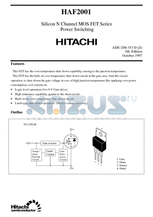 HAF2001 datasheet - Silicon N Channel MOS FET Series Power Switching