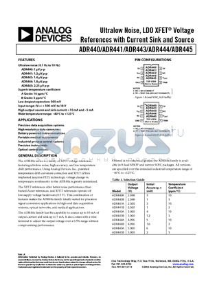 ADR445ARMZ-REEL7 datasheet - Ultralow Noise, LDO XFET Voltage References with Current Sink and Source