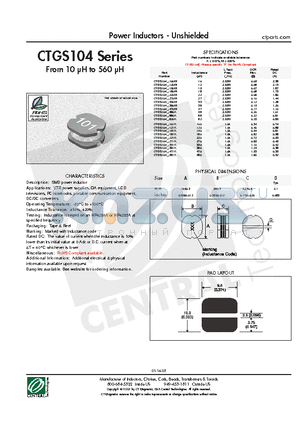 CTGS104-680K datasheet - Power Inductors - Unshielded