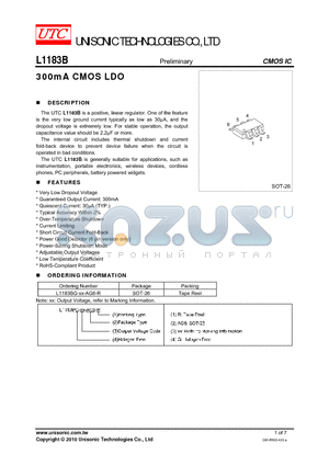 L1183BG-XX-AG6-R datasheet - 300mA CMOS LDO