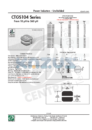 CTGS104F-820K datasheet - Power Inductors - Unshielded