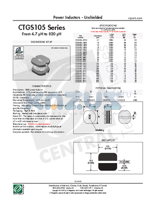 CTGS105-181K datasheet - Power Inductors - Unshielded