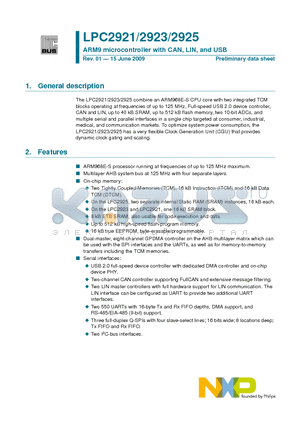 LPC2925 datasheet - ARM9 microcontroller with CAN, LIN, and USB