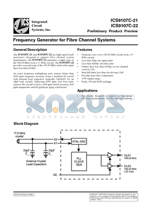 ICS9107C-21 datasheet - Frequency Generator for Fibre Channel Systems