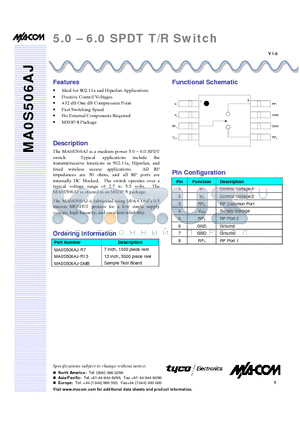 MA0S506AJ datasheet - 5.0 - 6.0 SPDT T/R Switch