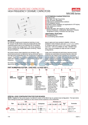 MA10101CBN datasheet - HIGH FREQUENCY CERAMIC CAPACITORS