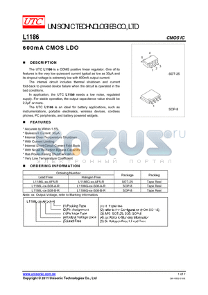 L1186_11 datasheet - 600mA CMOS LDO