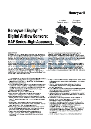 HAFBLD200CAX3 datasheet - HONEYWELL ZEPHYR DIGITAL AIRFLOW SENSORS: HAF SERIES-HIGH ACCURACY