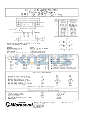 689-5 datasheet - Center Tap & Doubler Assemblies Standard & Fast Recovery